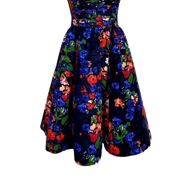 HD in Paris Anthropologie Size 2 Corduroy Halter Dress Floral Velvet Paca - Picture 5 of 10